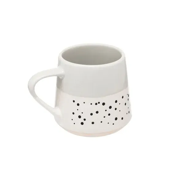 Set of 4 Mugs with Dotted Design - Grey, Stoneware