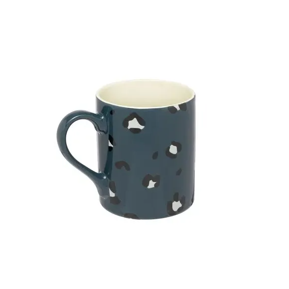 Set of 4 Mugs with Leopard Print - Blue, China