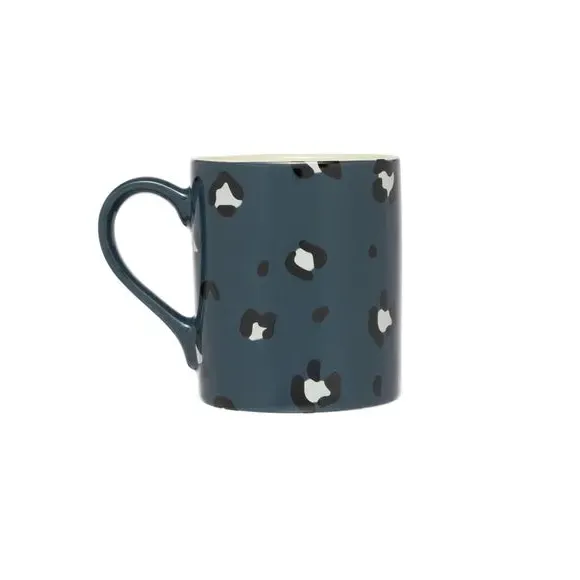 Set of 4 Mugs with Leopard Print - Blue, China image