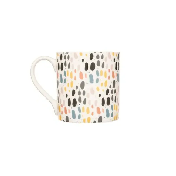 Set of 4 Mugs with Print - Multicolor, Bone China