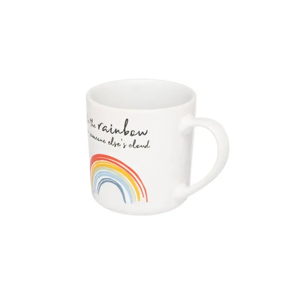 Set of 4 Mugs with Rainbow Design - White