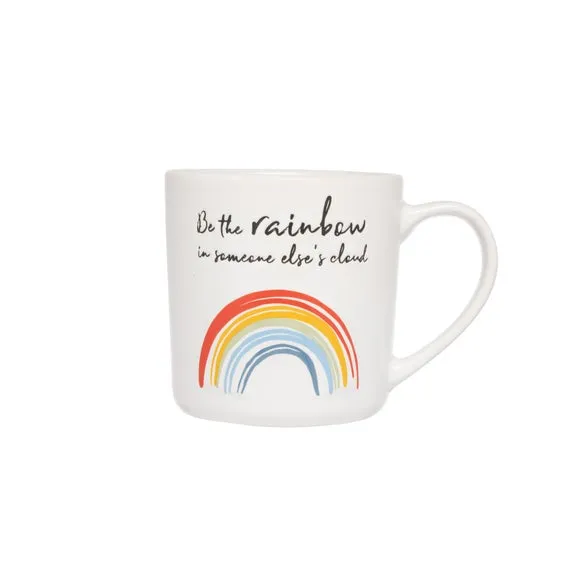 Set of 4 Mugs with Rainbow Design - White