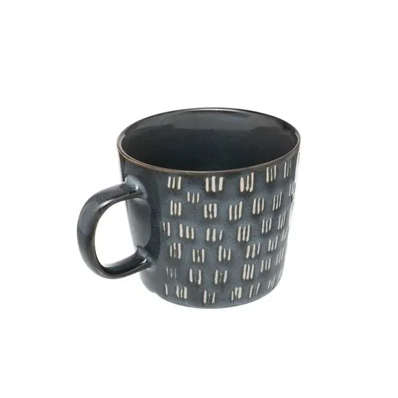 Set of 4 Mugs with Reactive Glaze - Blue, Stoneware