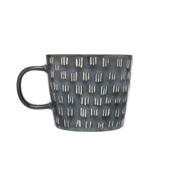 Set of 4 Mugs with Reactive Glaze - Blue, Stoneware