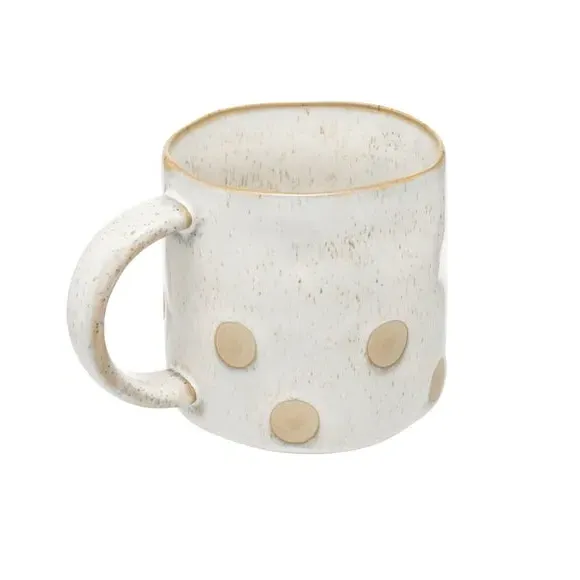 Set of 4 Organic Dot Mugs - White, Stoneware image