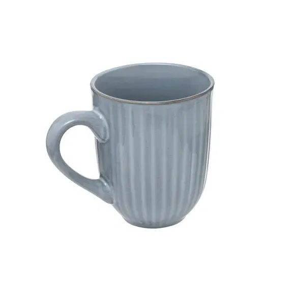 Set of 4 Ribbed Mugs - Blue, Stoneware image
