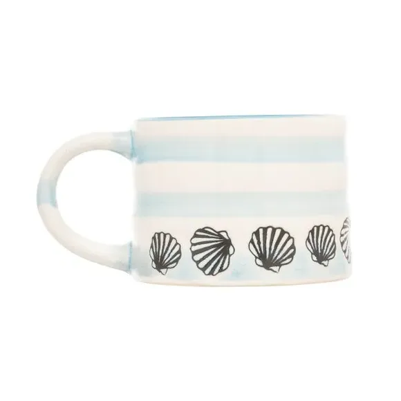Set of 4 Shell Mugs - White, Stoneware