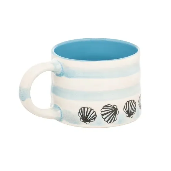 Set of 4 Shell Mugs - White, Stoneware image