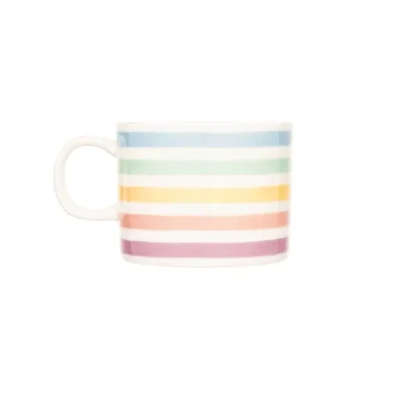 Set of 4 Short Mugs with Stripes - Multicolor