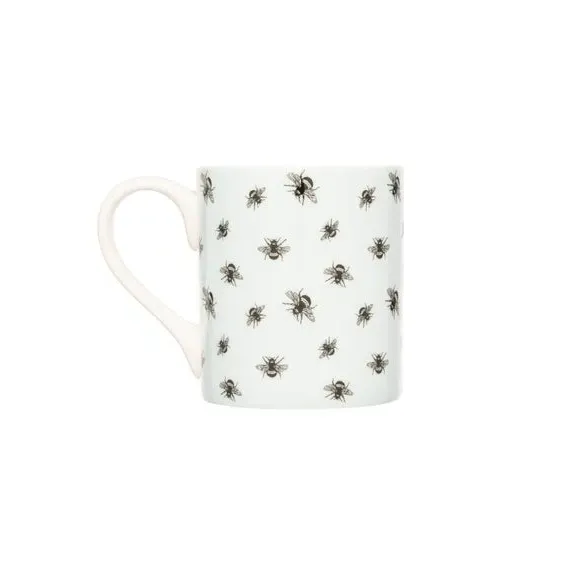 Set of 4 Straight Mugs with Bee Design - Blue