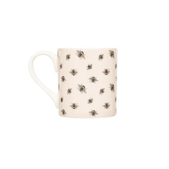 Set of 4 Straight Mugs with Bee Design - Grey