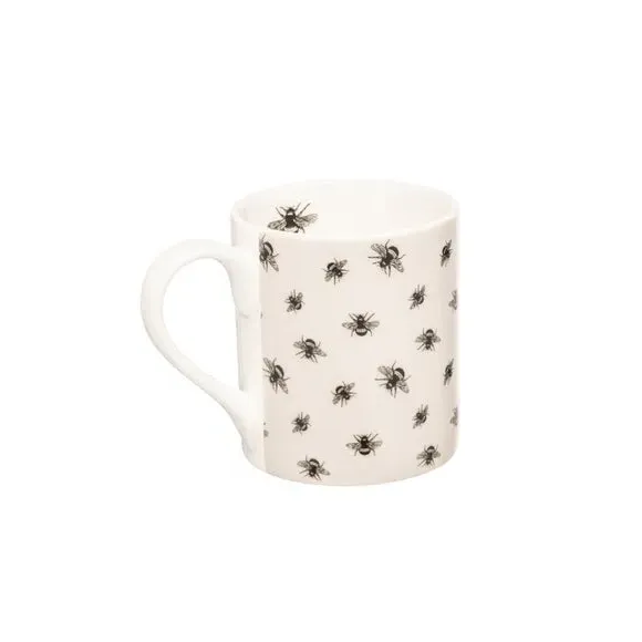 Set of 4 Straight Mugs with Bee Design - Grey