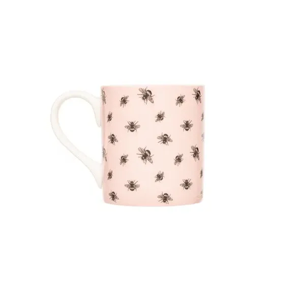 Set of 4 Straight Mugs with Bee Design - Pink