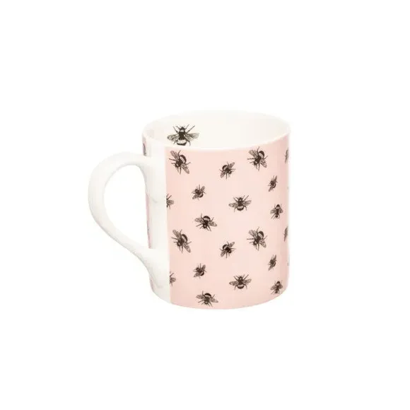 Set of 4 Straight Mugs with Bee Design - Pink