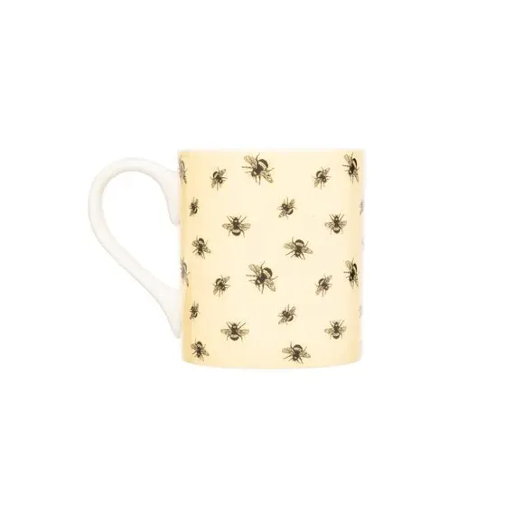 Set of 4 Straight Mugs with Bee Design - Yellow