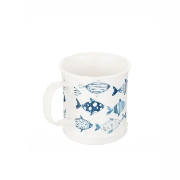Set of 4 Tankard Mugs Fish Design - Blue, Bone China image