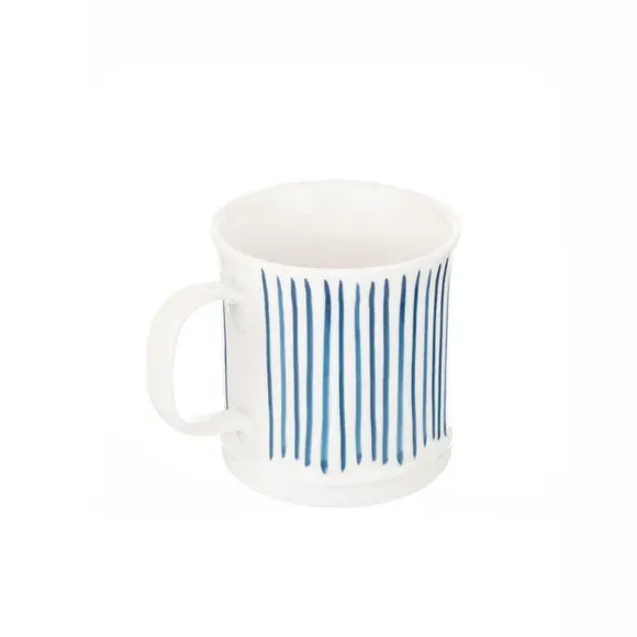Set of 4 Tankard Mugs Striped - Blue, Bone China image