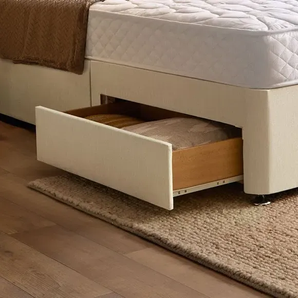 Divan Bed Set with Headboard - Cream, Fabric