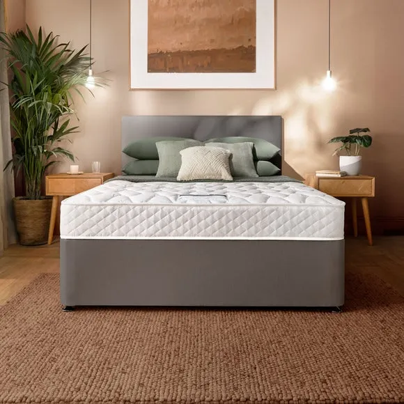Divan Bed Set with Headboard - Slate, Fabric