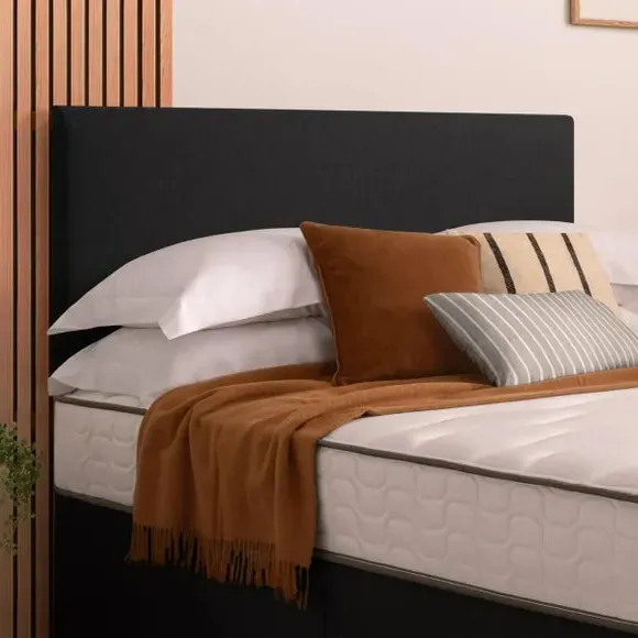 Divan Bed with Fabric Headboard - Ebony, Fabric