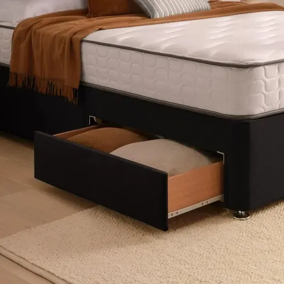 Divan Bed with Fabric Headboard - Ebony, Fabric