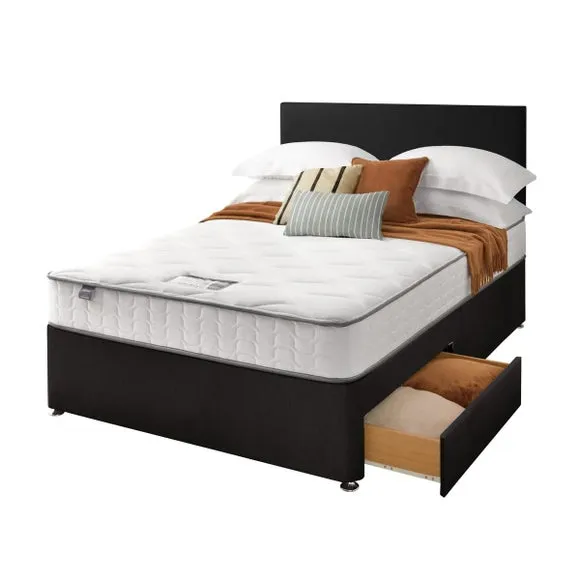 Divan Bed with Fabric Headboard - Ebony, Fabric