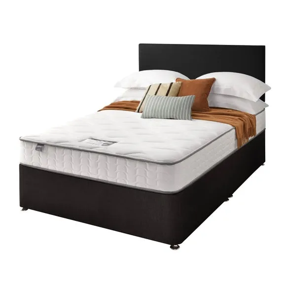 Divan Bed with Fabric Headboard - Ebony, Fabric