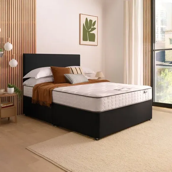 Divan Bed with Fabric Headboard - Ebony, Fabric image