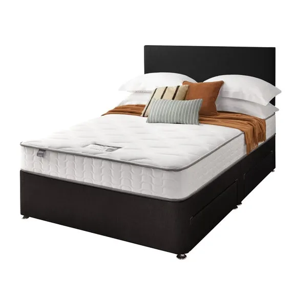 Divan Bed with Fabric Headboard - Ebony, Fabric