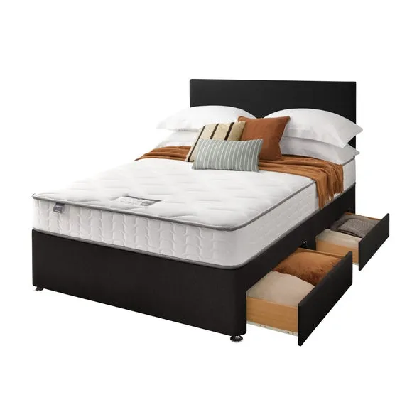 Divan Bed with Fabric Headboard - Ebony, Fabric