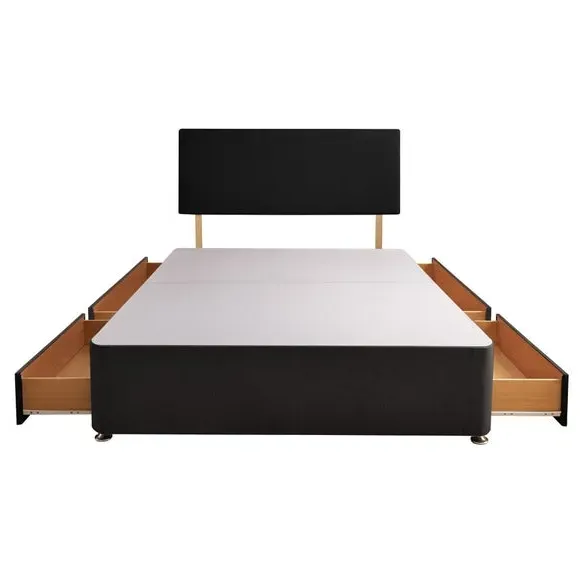 Divan Bed with Fabric Headboard - Ebony, Fabric