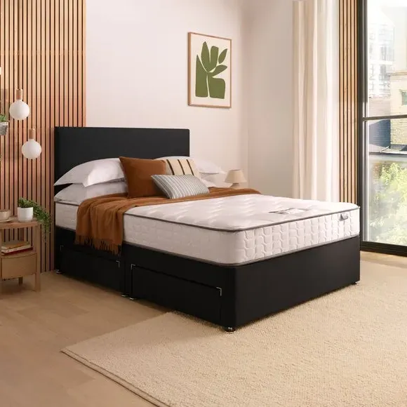 Divan Bed with Fabric Headboard - Ebony, Fabric