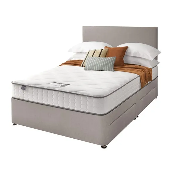Divan Bed with Fabric Headboard - Grey, Fabric
