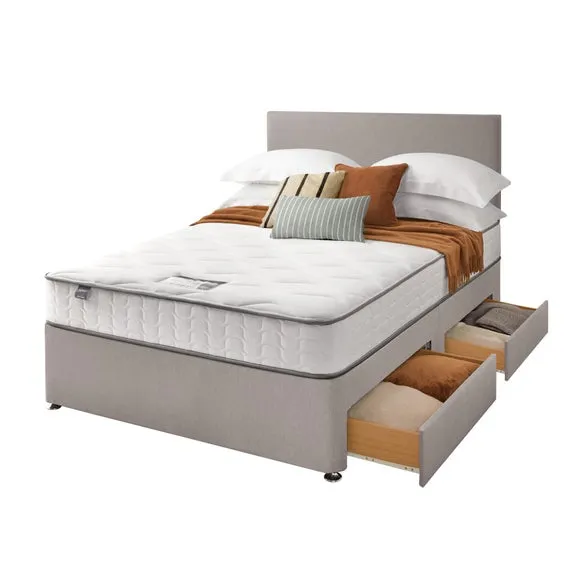 Divan Bed with Fabric Headboard - Grey, Fabric