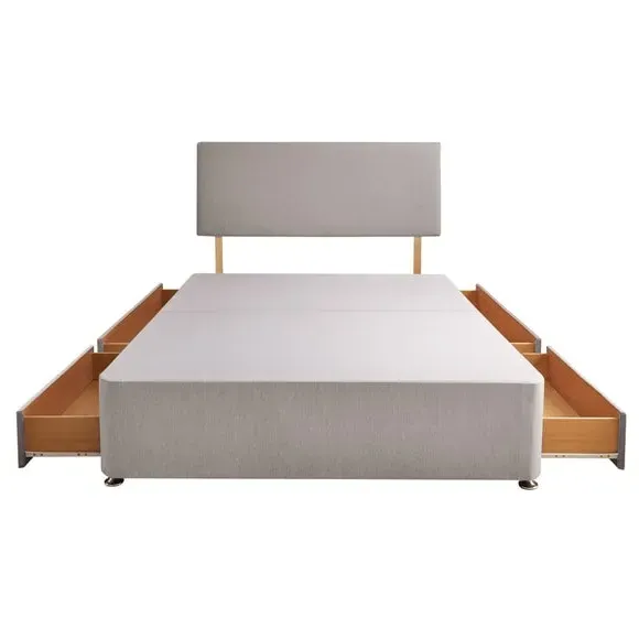 Divan Bed with Fabric Headboard - Grey, Fabric