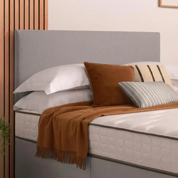 Divan Bed with Fabric Headboard - Light Grey, Fabric