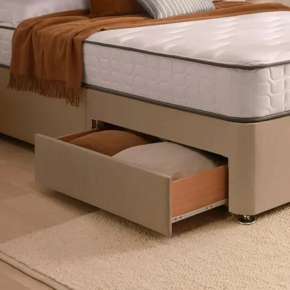 Divan Bed with Fabric Headboard - Sandstone