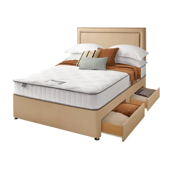 Divan Bed with Fabric Headboard - Sandstone