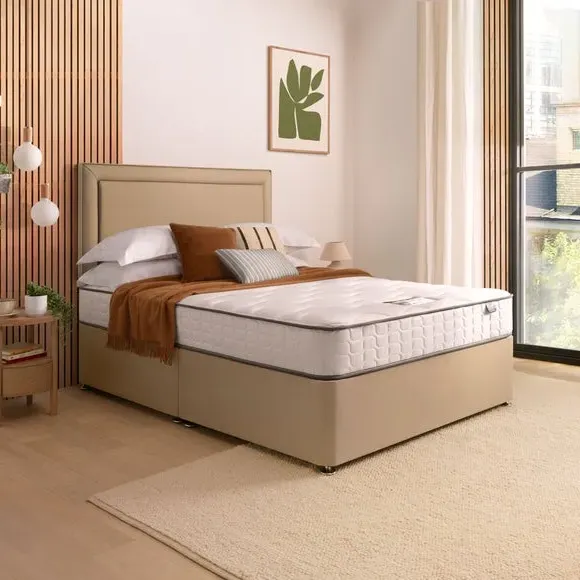 Divan Bed with Fabric Headboard - Sandstone image