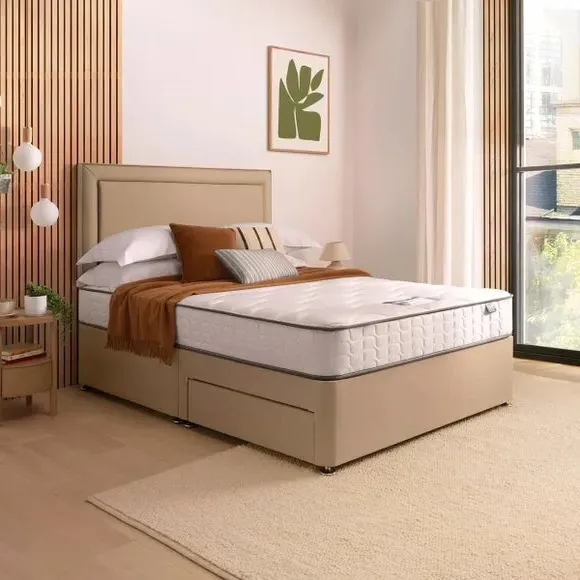 Divan Bed with Fabric Headboard - Sandstone