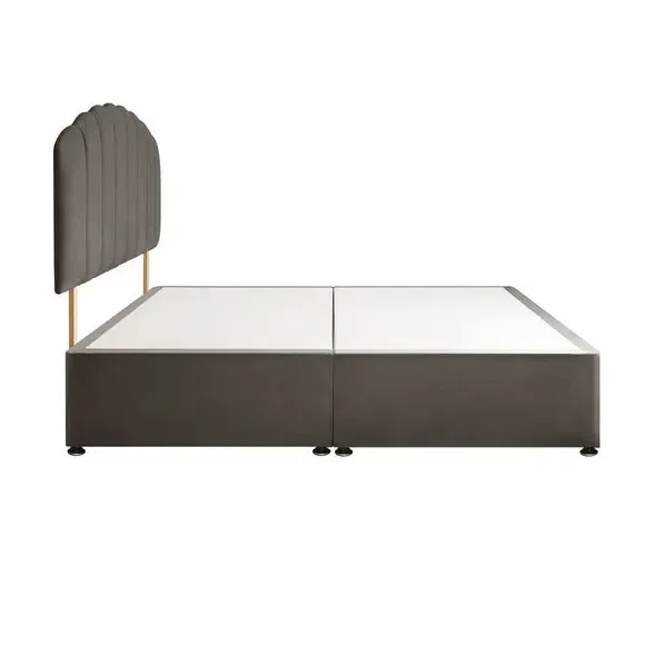Divan Bed with Headboard & Mattress - Charcoal, Velvet
