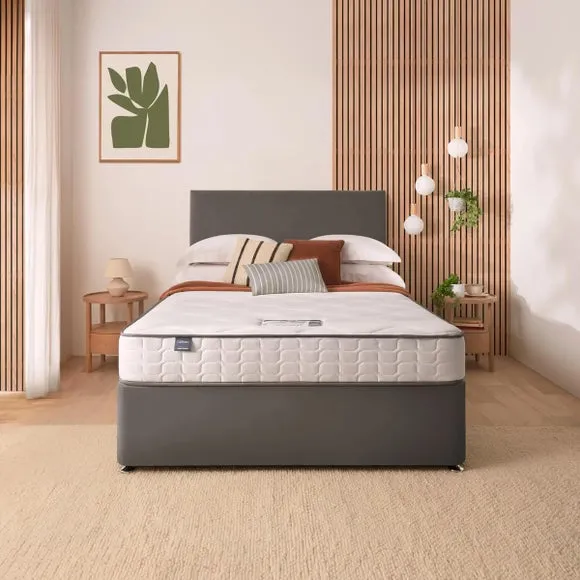Divan Bed with Headboard & Mattress - Charcoal, Velvet
