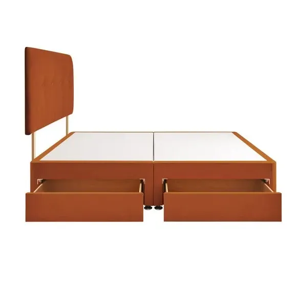 Divan Bed with Headboard & Mattress - Gold, Velvet