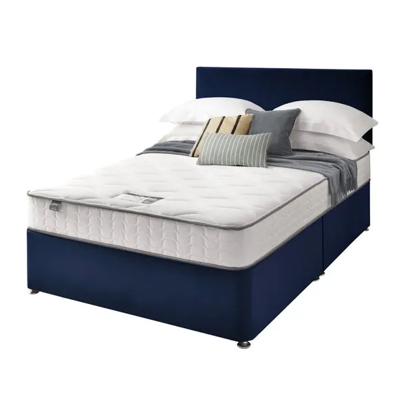Divan Bed with Headboard & Mattress - Maritime, Velvet