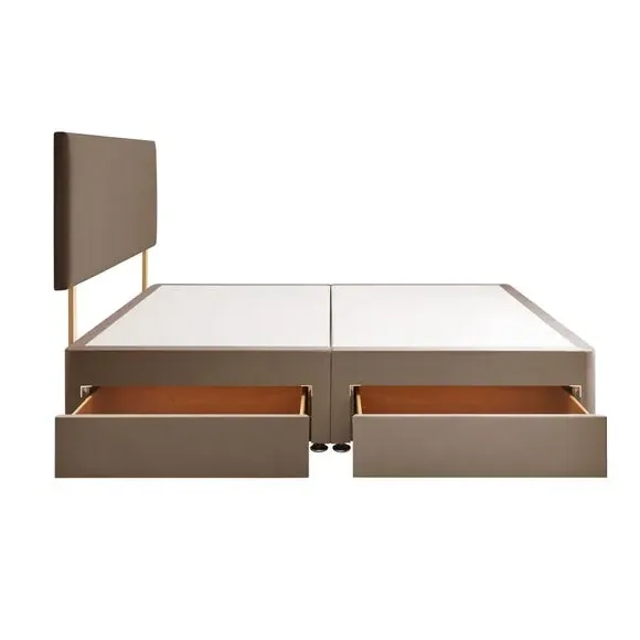 Divan Bed with Headboard & Mattress - Mink, Velvet