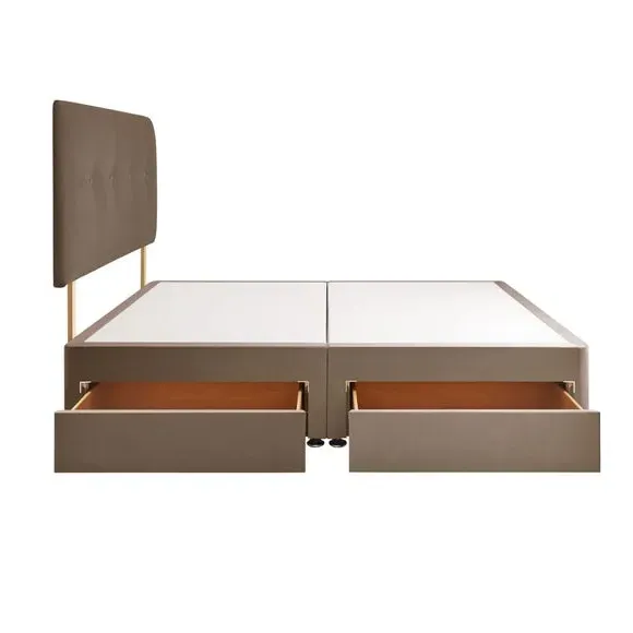 Divan Bed with Headboard & Mattress - Mink, Velvet