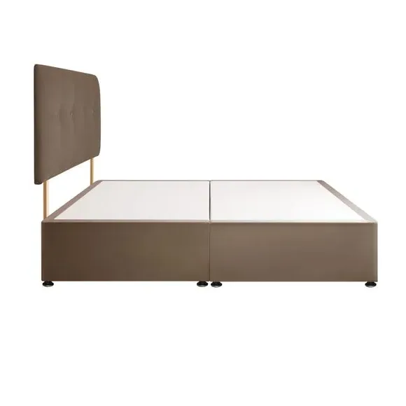 Divan Bed with Headboard & Mattress - Mink, Velvet