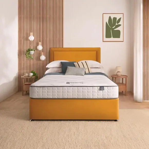 Divan Bed with Headboard & Mattress - Ochre