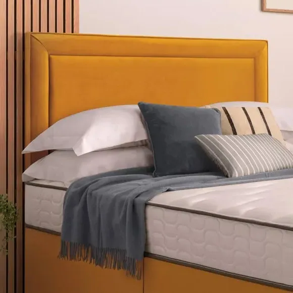 Divan Bed with Headboard & Mattress - Ochre
