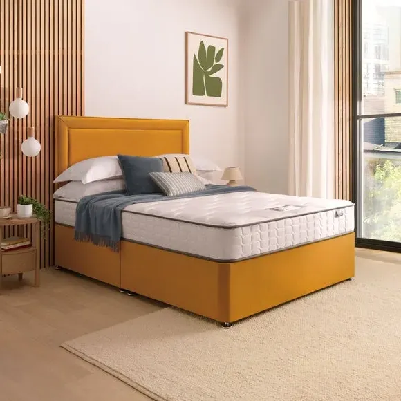 Divan Bed with Headboard & Mattress - Ochre image